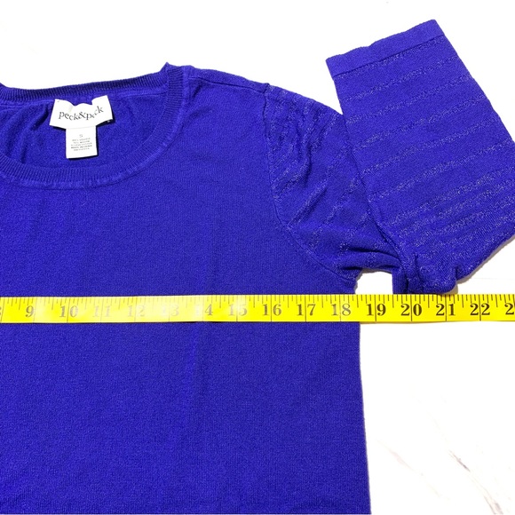 Peck & Peck Royal Blue Asymmetrical Knit Tunic Sweater Size Small - Picture 6 of 9